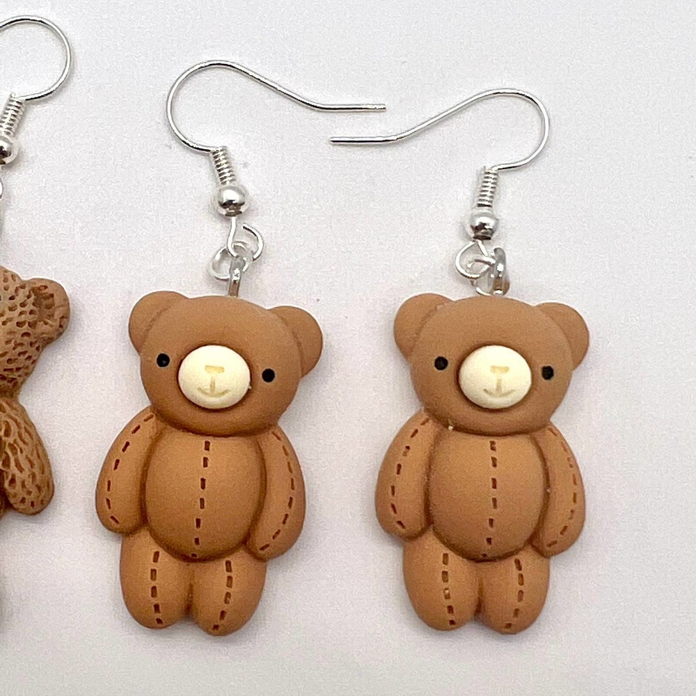 Teddy Bear Earrings - Baby Shower Earrings - Gender Reveal Earrings - DDLG - Picture 5 of 10